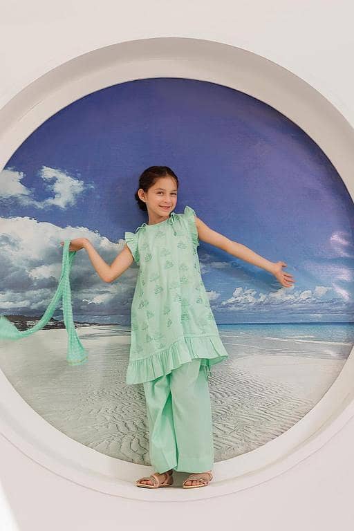 KBD-03102 | Sea Green | Casual Plus 3 Piece Suit | Plain Cotton