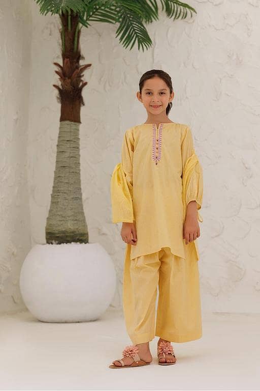 KAD-03028 | Yellow & Purple | Casual 3 Piece Suit | Cotton Self Jacquard