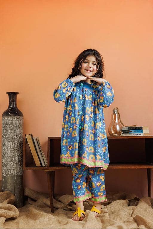 KAC-03046 | Blue & Multicolor | Casual 2 Piece Suit | Cotton Lawn Printed