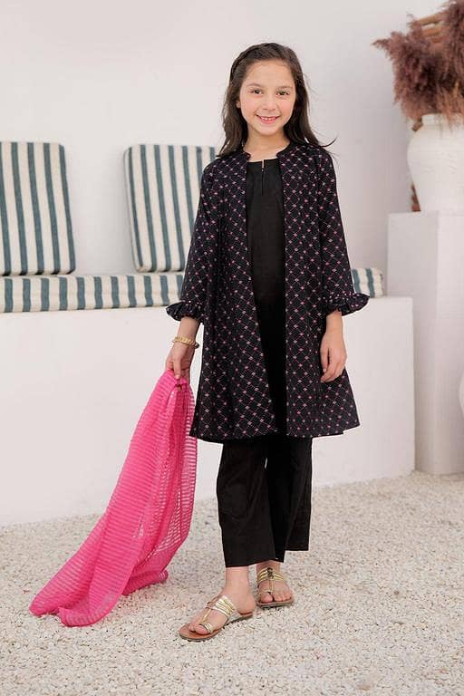 KAD-02993 | Black & Multicolor | Casual 3 Piece Suit | Cotton Yarn dyed jacquard