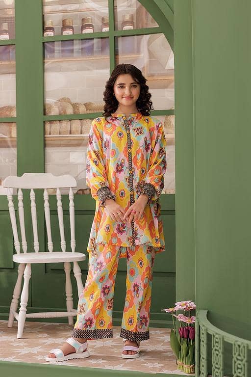 GAC-03081 | Yellow & Multicolor | Casual 2 Piece Suit | Cotton Lawn Printed