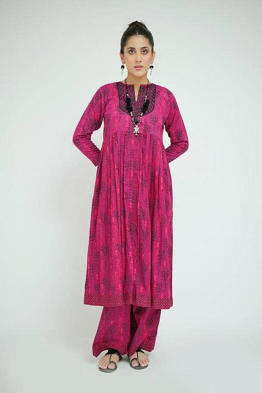LAC-02690 | Magenta & Multicolor | Casual 2 Piece Suit  | Cotton Lawn Printed