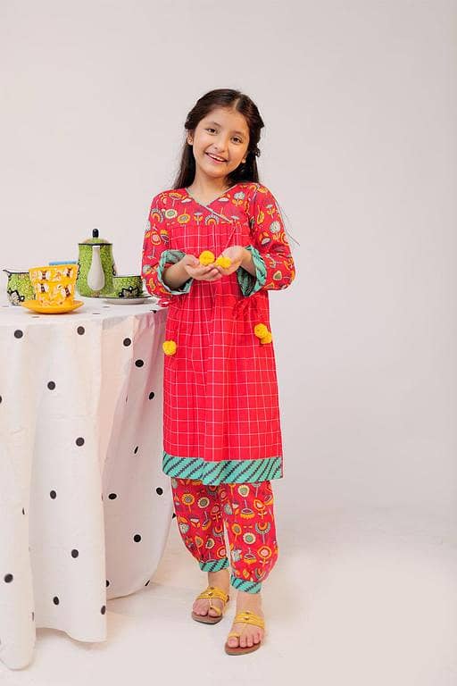 KAC-02297| Red & Multicolor | Casual 2 Piece Suit | Cotton Cambric