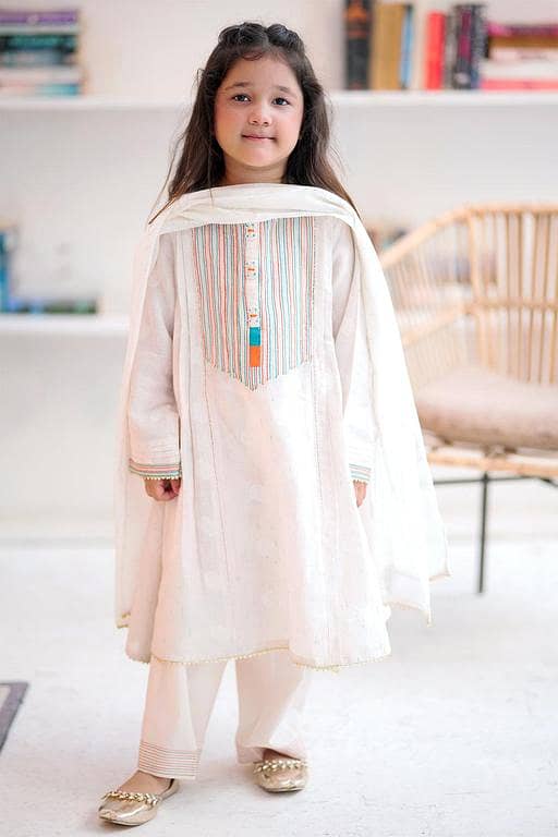 KBD-02236 | Beige & Multicolor | Casual 3 Piece Suit | Cotton Jacquard Lurex