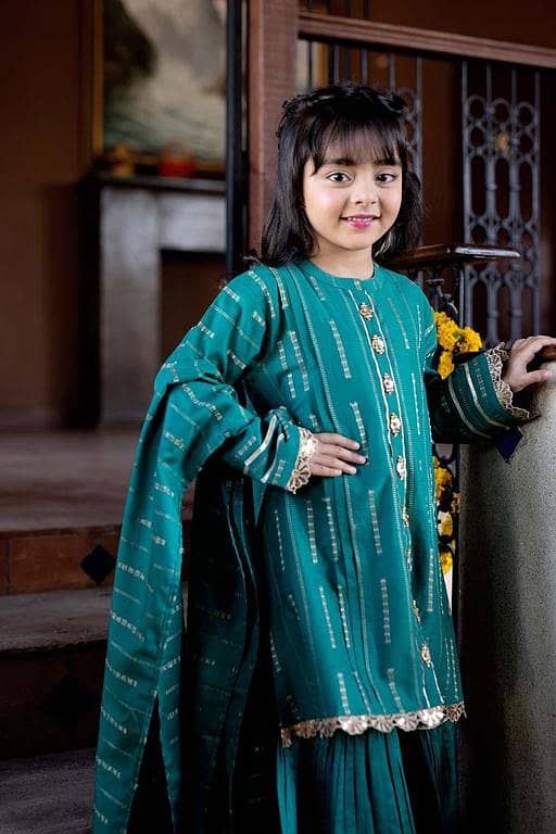 KBD-02254 | Green & Gold | Casual 3 Piece Suit  | Cotton Dobby Gold