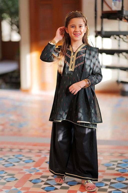 Casual Plus 3 Piece Suit | Cotton Jacquard & Dobby | Black & Gold | KBD-02003