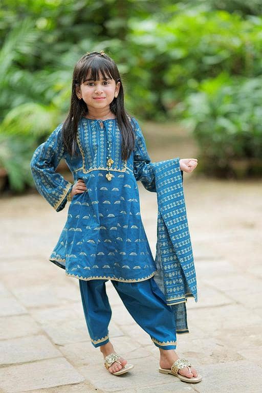 Casual Plus 3 Piece Suit | Cotton  Jacquard Dobby | Blue & Multicolor | KBD-02038