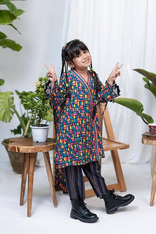 KAD-02083 | Black & MultiColor | Casual 3 Piece Suit | Viscose Acrylic Linen Printed