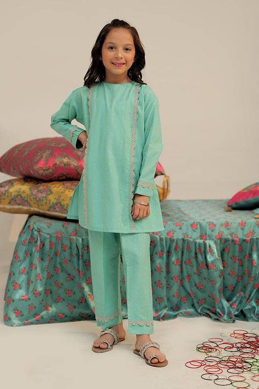 KBC-02618 | Sea Green & Multicolor | Casual 2 Piece Suit | Cotton Dobby Jacquard