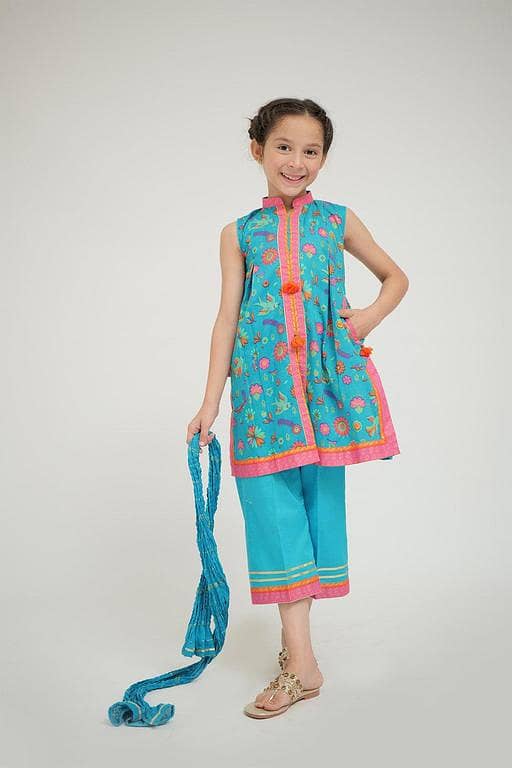 KBD-02693 | Ferozi & Multicolor | Casual Plus 3 Piece Suit | Cotton Gold Print Lawn