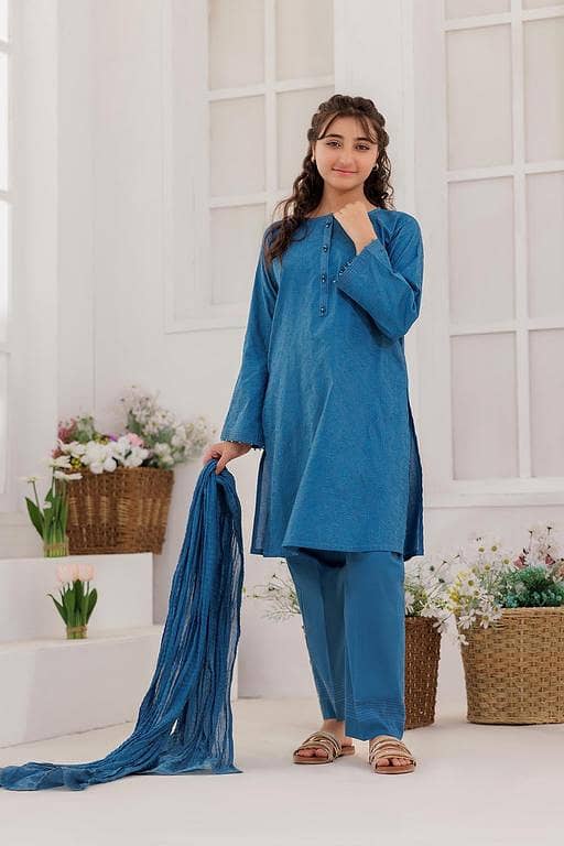 GBD-03119 | Blue  | Casual Plus 3 Piece Suit | Plain Cotton