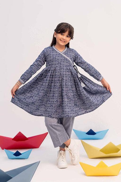 KAC-02458 | Blue | Casual 2 Piece Suit | Denim Jacquard