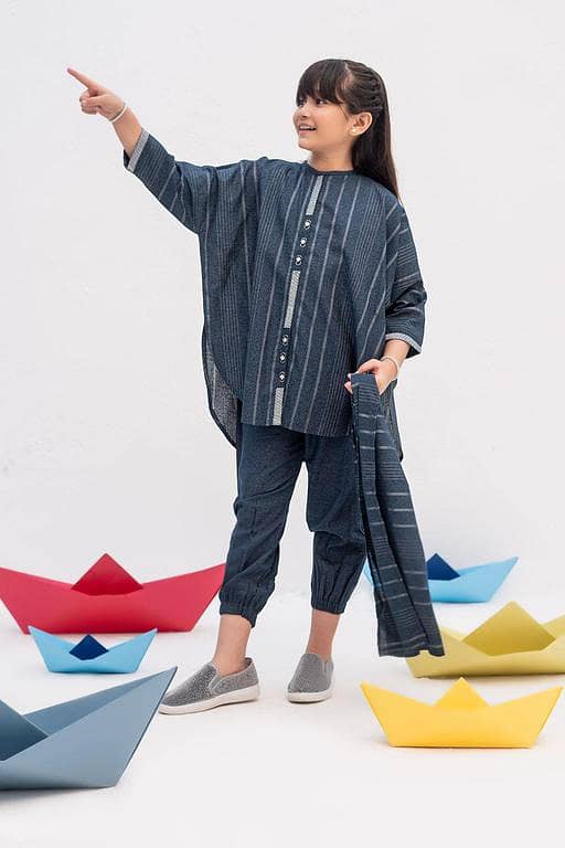 KAD-02443 | Tarquise Blue | Casual 3 Piece Suit | Karandi Fabric