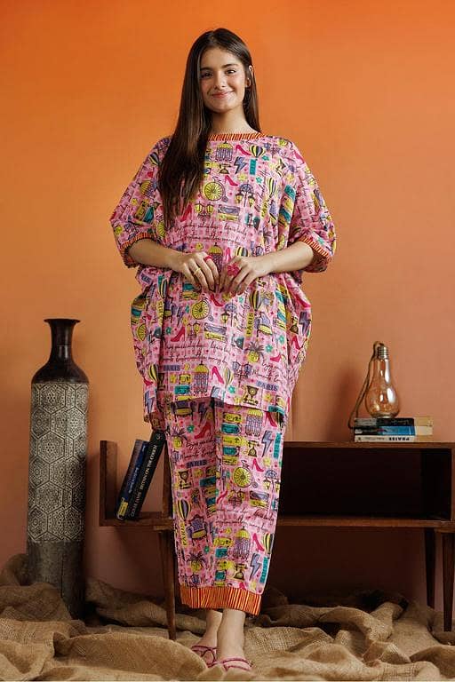 GAC-03098 | Pink & Multicolor | Casual 2 Piece Suit | Cotton Lawn Printed