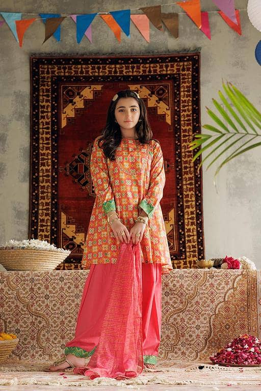 GBD-02983 | Multicolor & Gold | Casual Plus 3 Piece Suit | Cotton Gold Printed