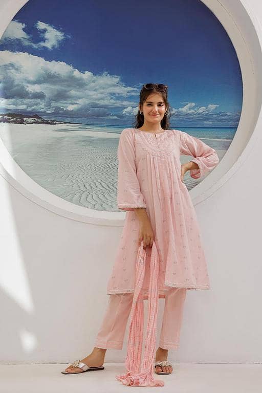 GBD-02946 | Pink & Multicolor | Casual Plus 3 Piece Suit | Cotton Jacquard