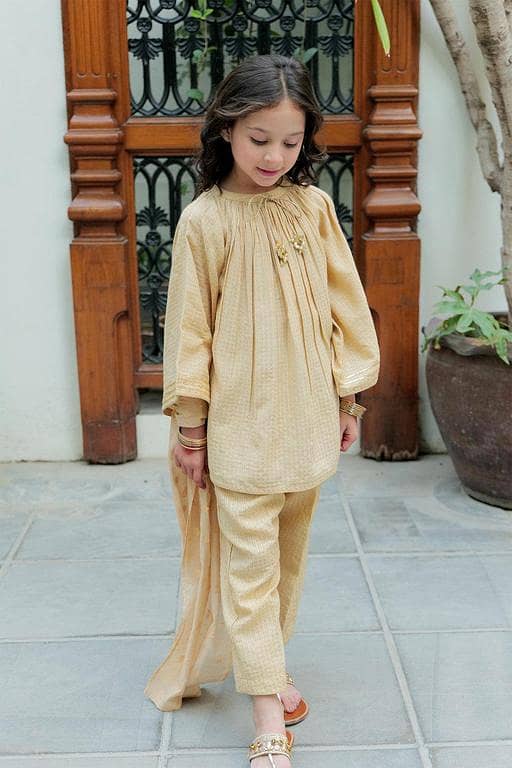 KBD-02622 | Fawn & Gold  | Casual Plus 3 Piece Suit | Cotton Dobby Jacquard