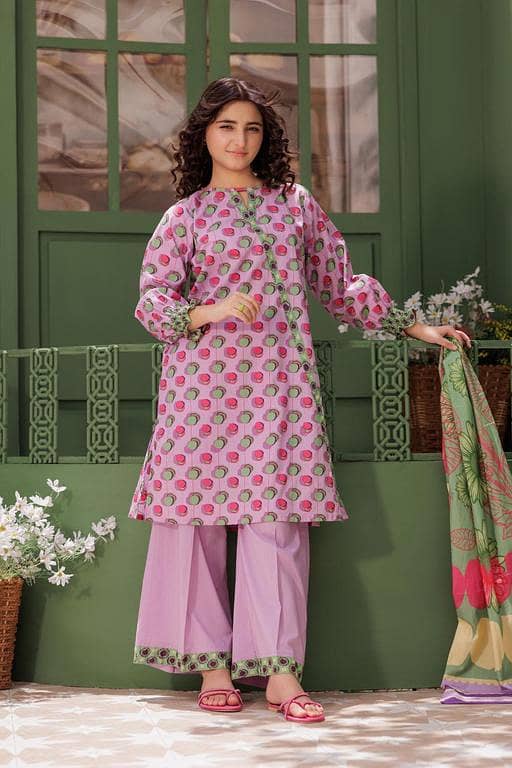 GAD-03063 | Purple & Multicolor | Casual 3 Piece Suit | Cotton Lawn Printed