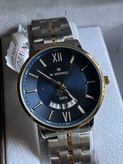 New Naviforce Men’s Wrist Watch – Blue Dial, Two-Tone Steel Band