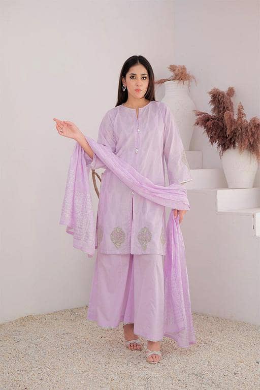 LBD-02964 | Purple & Silver | Casual Plus 3 Piece Suit | Cotton Jacquard