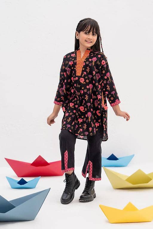 KAD-02387 | Black & Multicolor | Casual 3 Piece Suit | Cotton Khaddar Printed