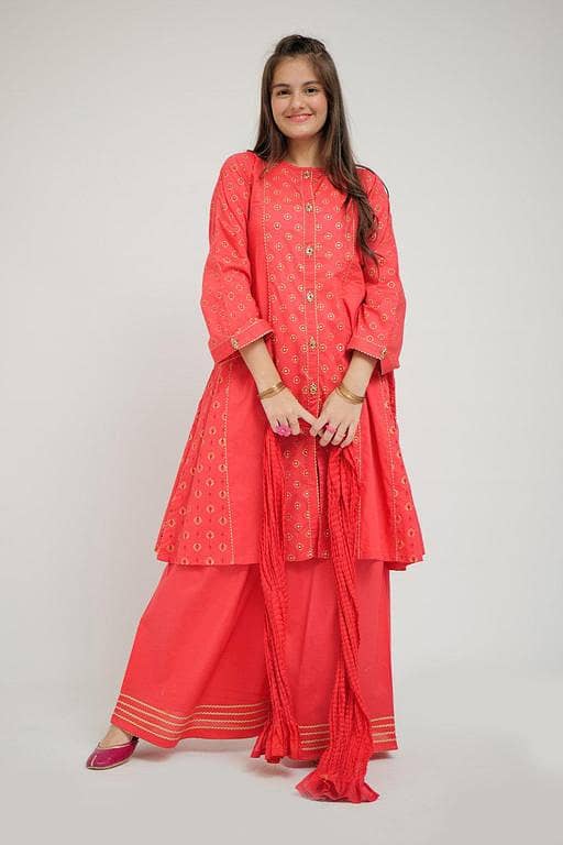 GAD-02657 | Peach | Casual 3 Piece Suit | Cotton Cambric
