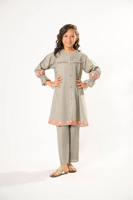 Kids winter clothes | Grey | Casual 2 Piece Suit | Cotton Khaddar Dyed | KAC-03181