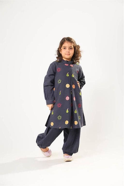 Kids winter clothes | N. Blue | Casual 2 Piece Suit | Cotton Khaddar Dyed | KAC-03175