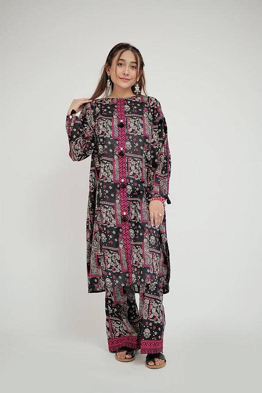 LAC-02685 | Black & Multicolor | Casual 2 Piece Suit  | Cotton Lawn Printed