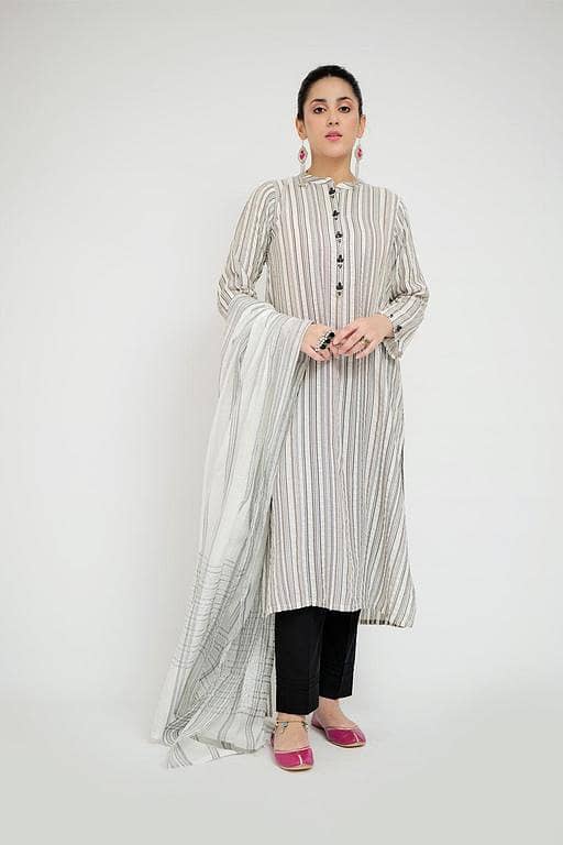 LBD-02664 | White & Black | Casual plus 3 Piece Suit  | Cotton Jacquard