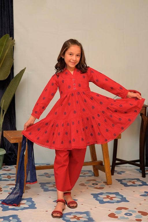 KAD-02922 | Red & Blue | Casual 3 Piece Suit | Cotton Jacquard