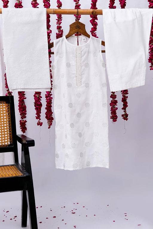 KAD-02716 | White | Casual 3 Piece Suit | Cotton Cambric