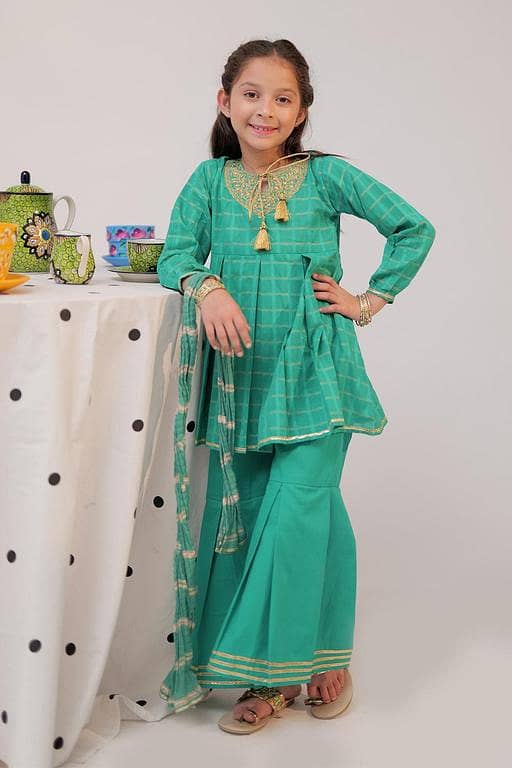 KBD-02591 | Turquoise blue & Multicolor | Casual Plus 3 Piece Suit | Cotton Dobby Jacquard