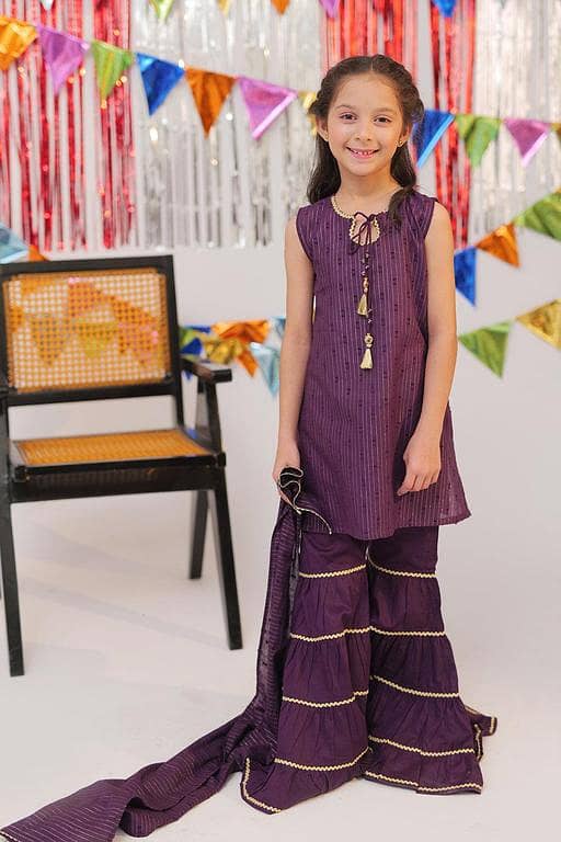 KBD-02601 | Purple & Gold | Casual Plus 3 Piece Suit | Cotton Dobby Jacquard