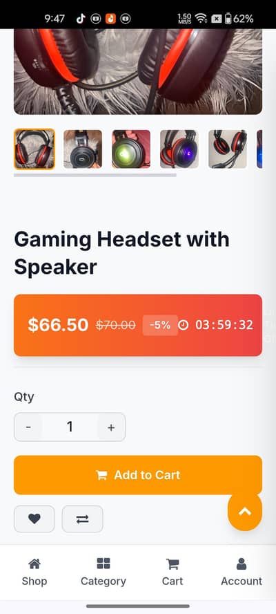 Alpha gaming titan LED/ stearo head set