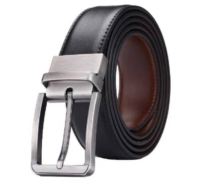 Men leather belt 2 in 1 Double Sided Black and Brown Leather belt.