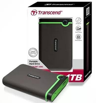 Transcend 1TB External Hard Drive USB 3.0 Portable HDD StoreJet 25M3