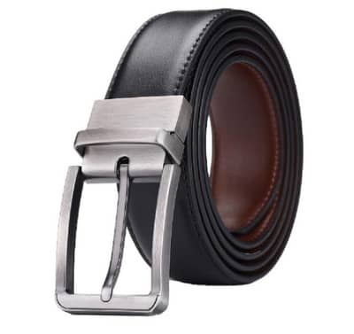 Men leather belt 2 in 1 Double Sided Black and Brown Leather belt.