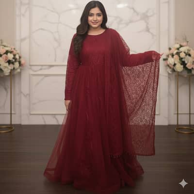 mahroon long frock