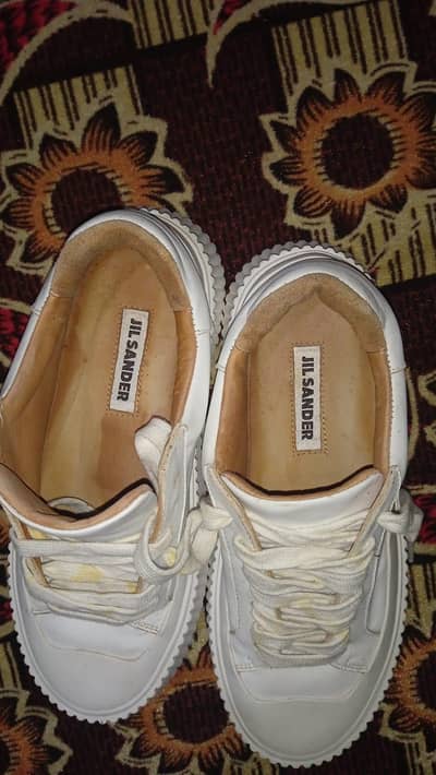 JIL SANDER Leather Platform Sneakers 39 White Unisex Mens Womens Used