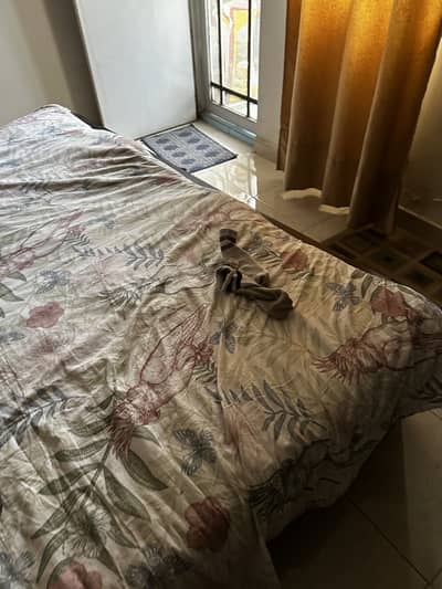 Solid Wooden Bed (Dark Brown) – Excellent Condition