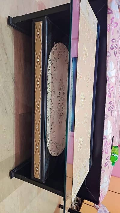 Table Wood With Double Glass