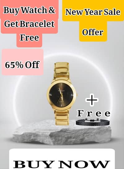 Premium Gold Quartz Watch for Men & Women + FREE Luxury Bracelet