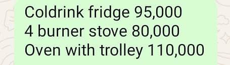 Coldrink fride, stove burner and oven