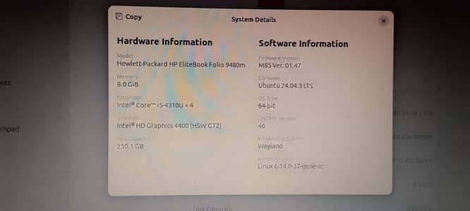 HP Elitebook  HEWLETT-PACKRD Processor# (Intel®Core™i5-4310U × 4)