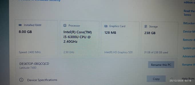 Dell Latitude E7480 Fast 6th gen processor