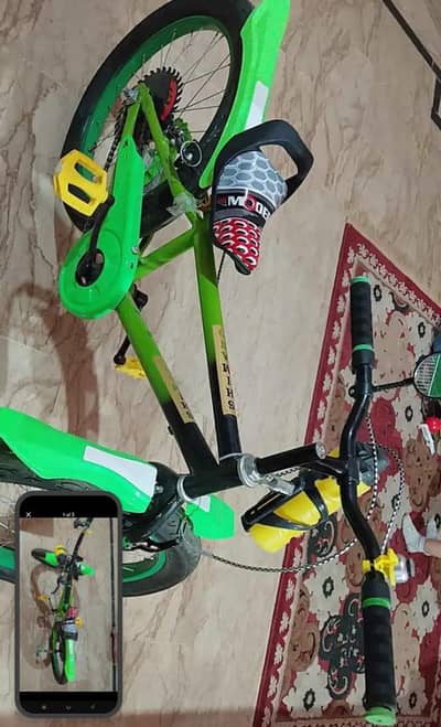 Green kids road bicycle