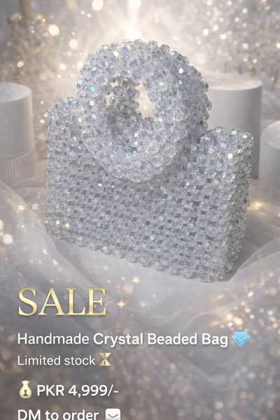 Handmade crystal beaded party bag  New