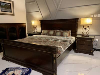 Pure Wooden bed with Diko paint with side tables