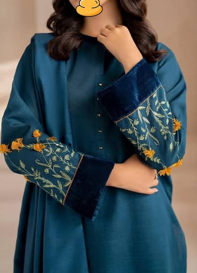 3 Pcs Women's Unstitched Embroidered Dhanak Suit